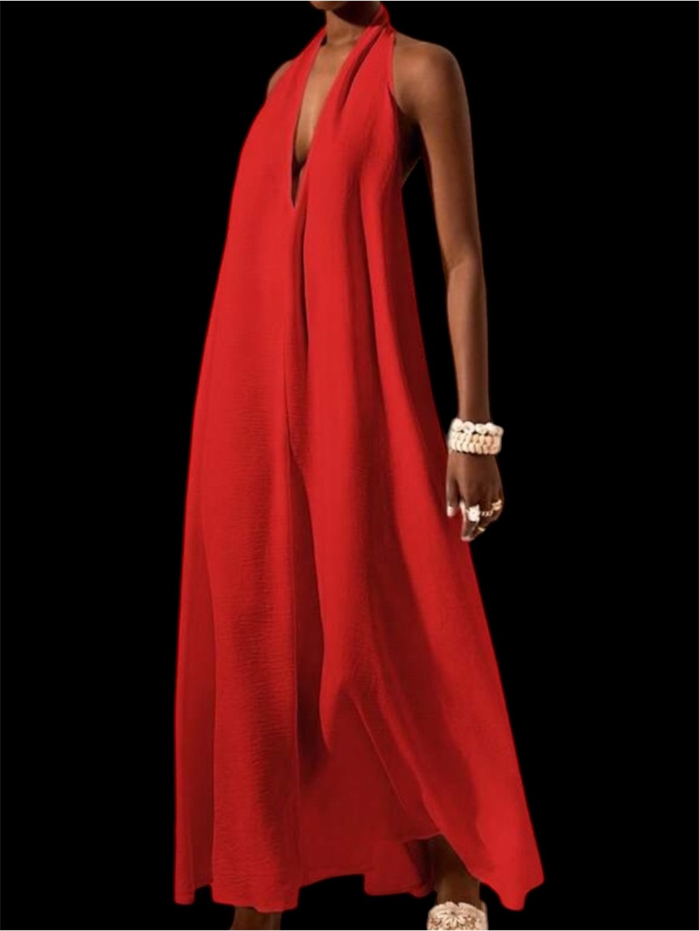 Strapless Red Maxi with Plunging Neckline and Back sz S